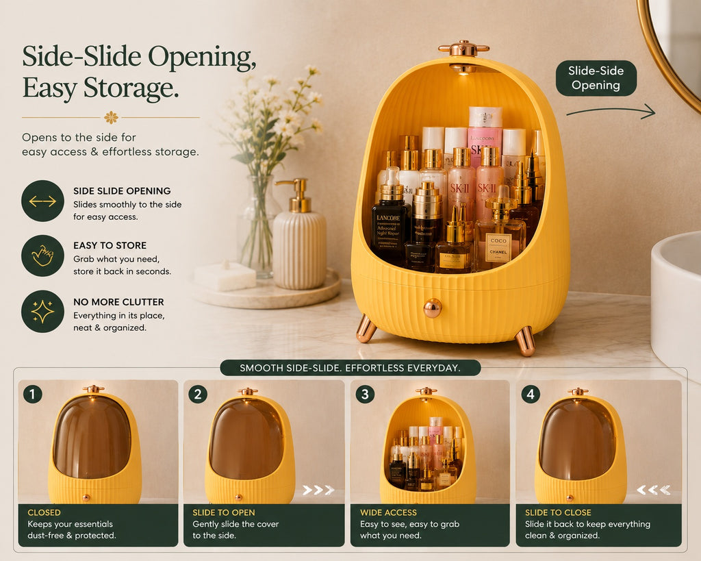 Neat Theory makeup organizer side-slide opening