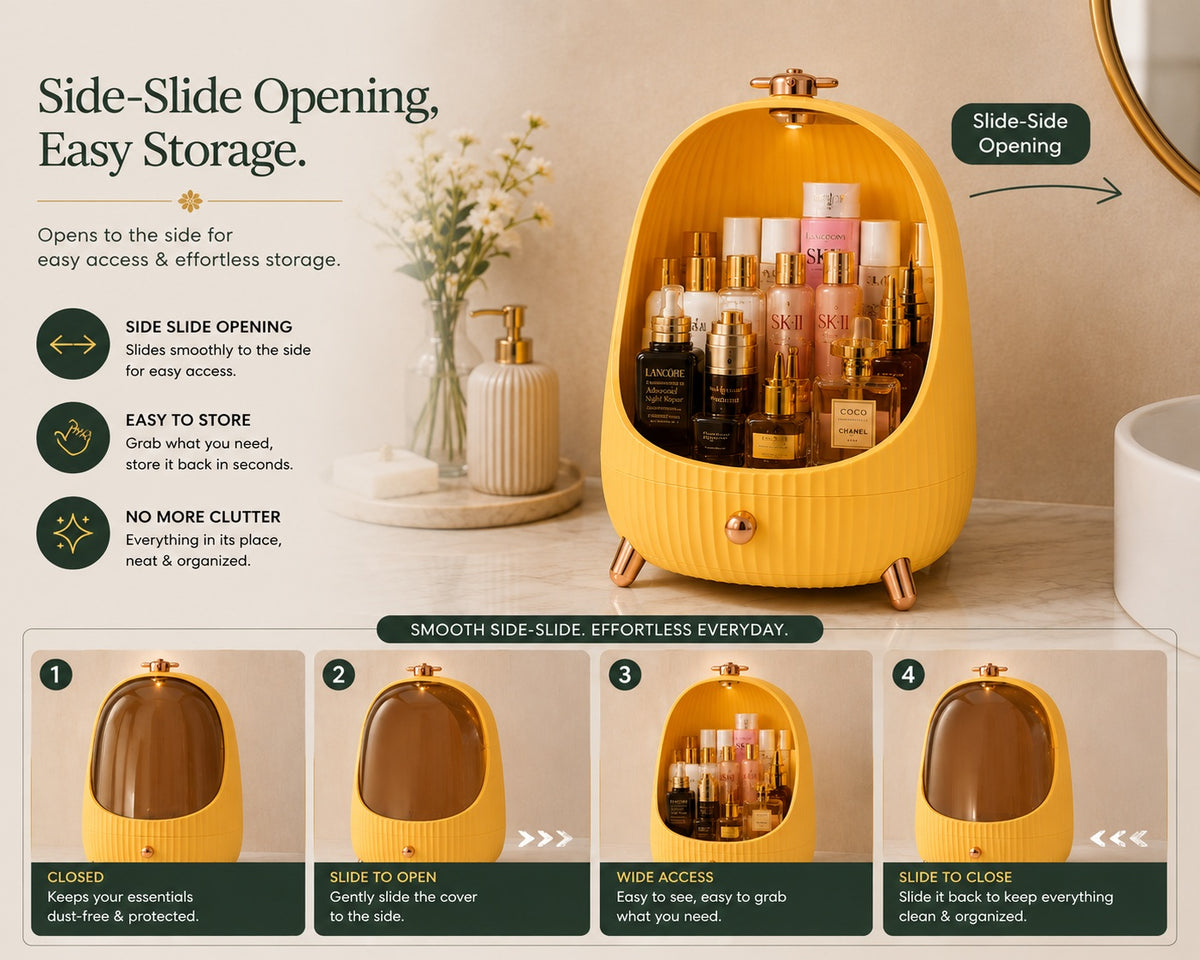 Neat Theory makeup organizer side-slide opening