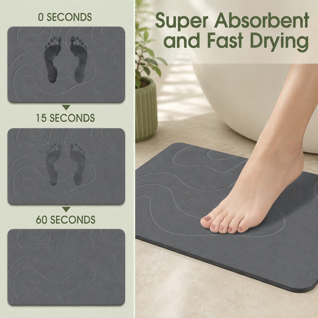 Neat Theory stone bath mat quick-drying demonstration