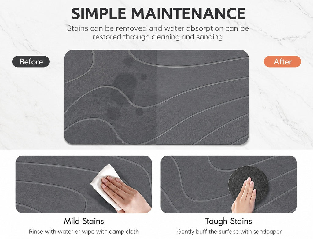Neat Theory stone bath mat cleaning and maintenance