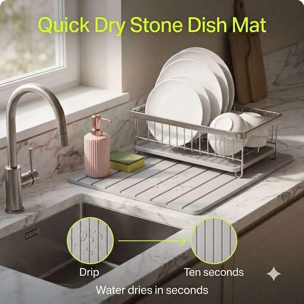 Neat Theory stone dish mat fast-drying feature