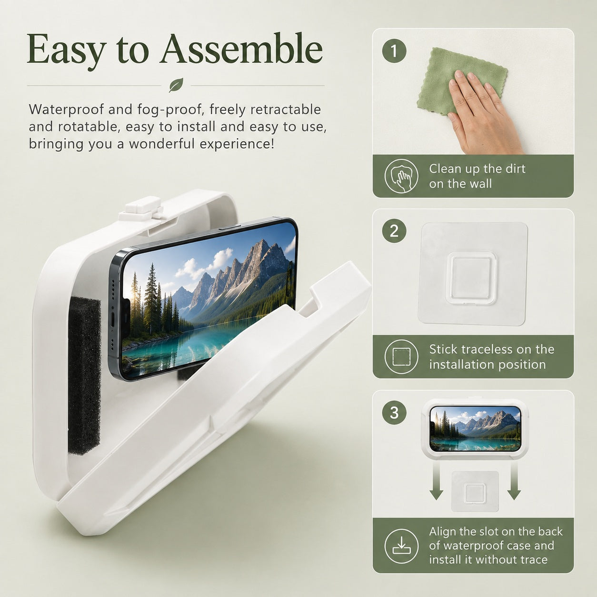 Neat Theory mobile phone holder installation instructions