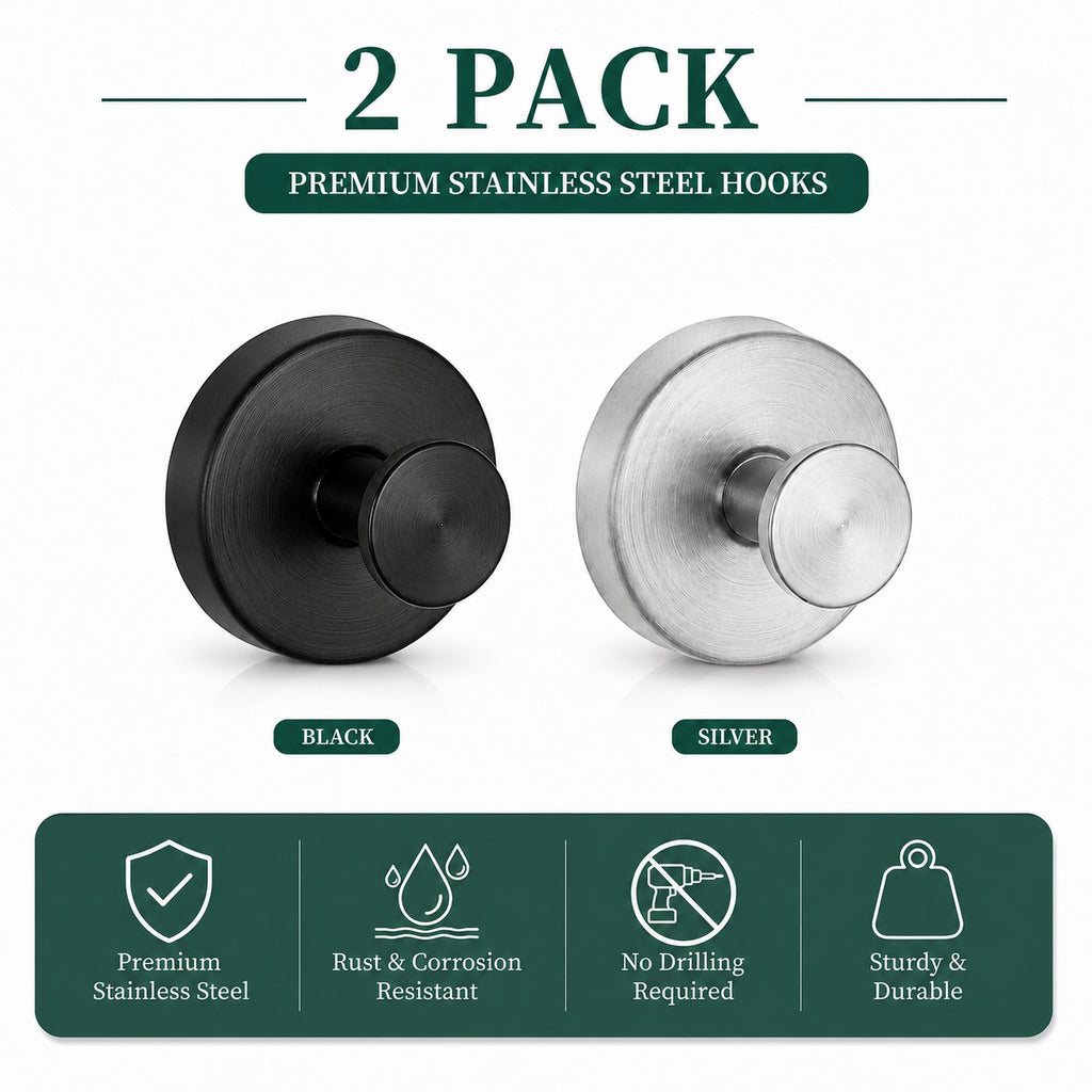Neat Theory two-pack stainless steel suction hooks