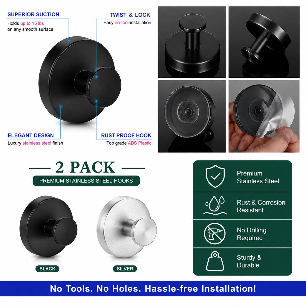 Neat Theory suction hook features and two-pack