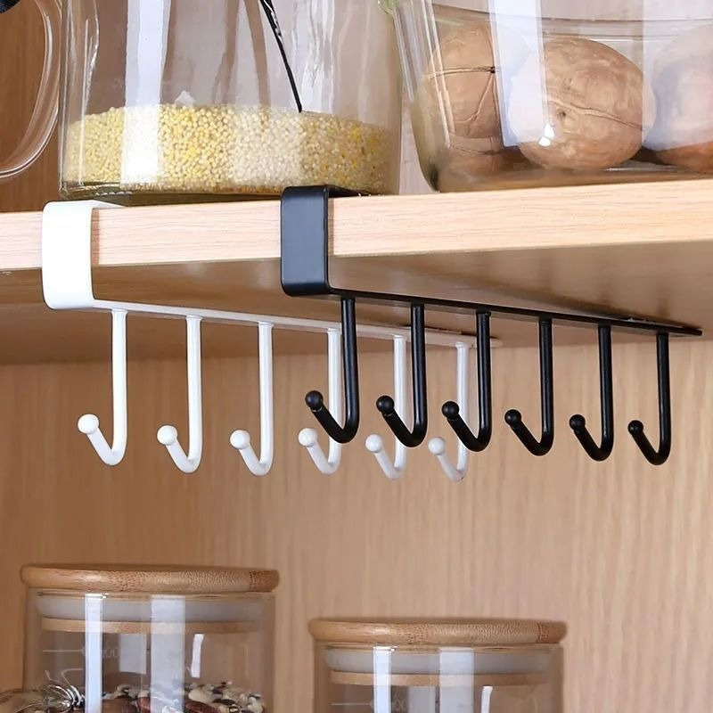 Neat Theory black and white under-shelf hooks close-up