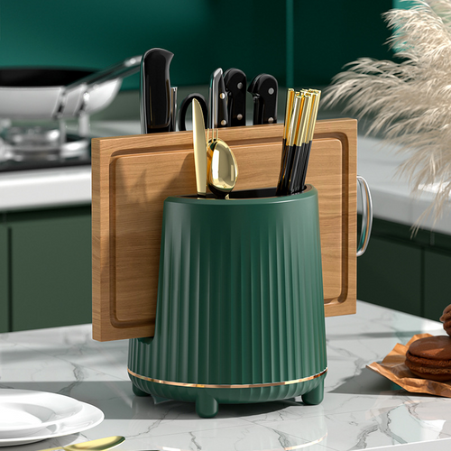 Neat Theory rotating knife and utensil organizer in a modern kitchen